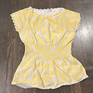 Anthropologie Moth Yellow and Grey Tee - Small